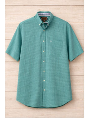 Ariat Men’s Large Wrinkle Free Plaid Button Down Shirt Green Western Casual 
…Gr